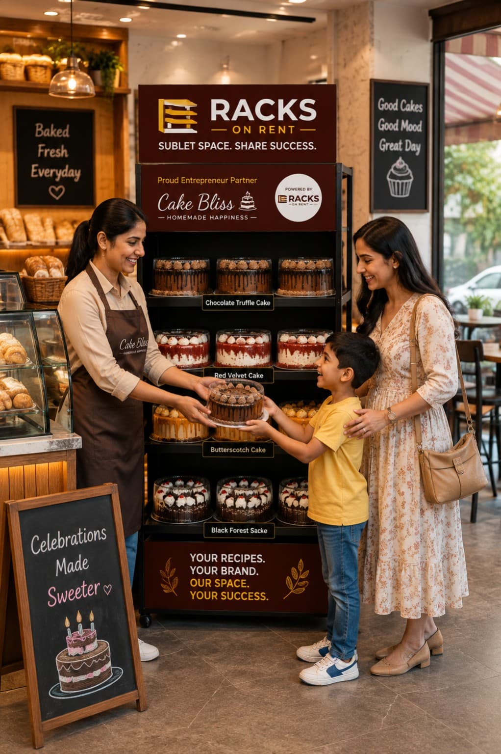 Artisanal cakes and specialty desserts on display
